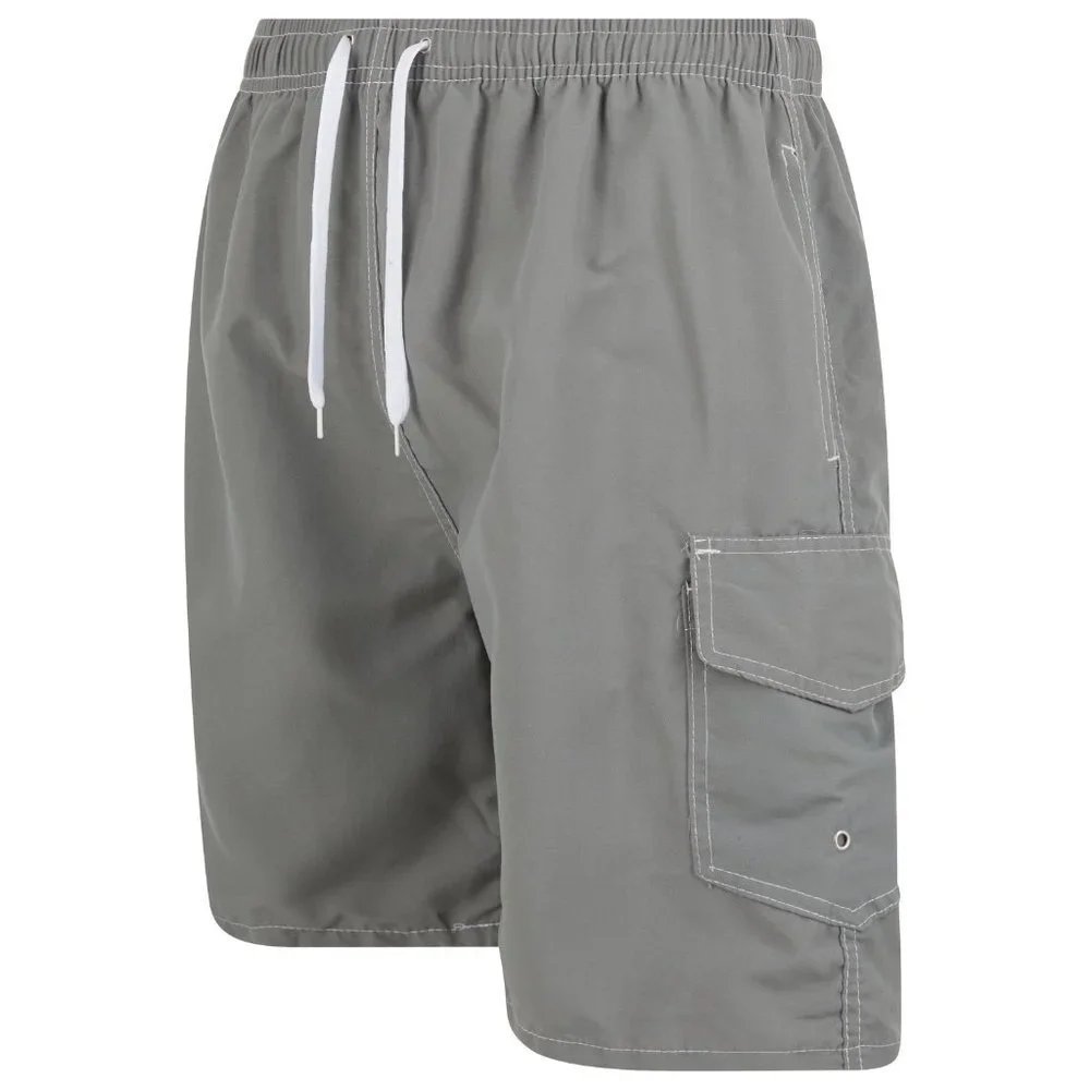 Men Swim Shorts, Swimming Trunks, 3 Pocket Cargo Swimwear, Olive